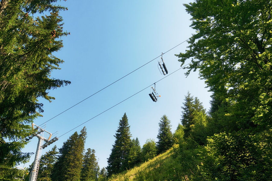 Ski Lift in a Forest