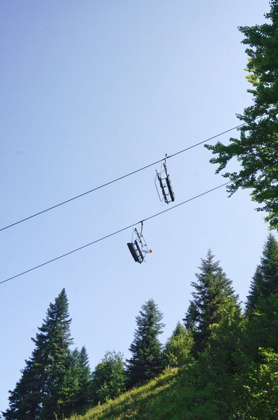 Ski Lift Ascending into the Mountains