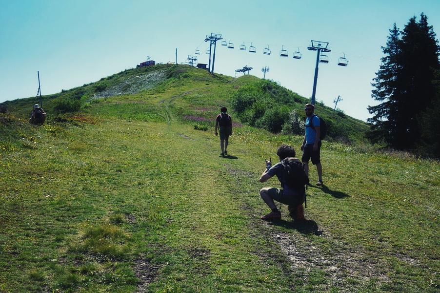 A Group of Hikers Enjoying a Day on the Mountain