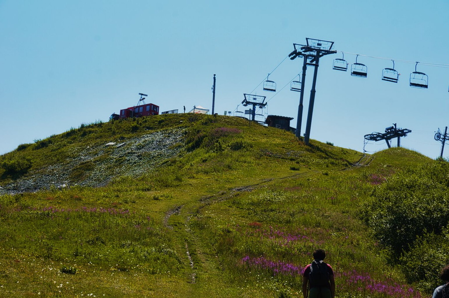 Ski Lift at the Foot of a Mountainous Area
