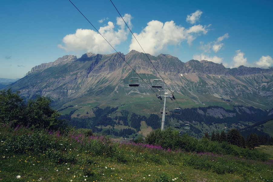 Magnificent View from the Mountains: Snow-Capped Peaks on a Clear Day