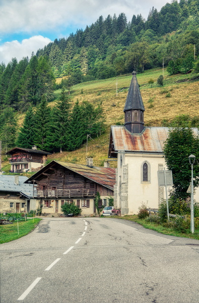 Serene Village Church in the Mountains of France