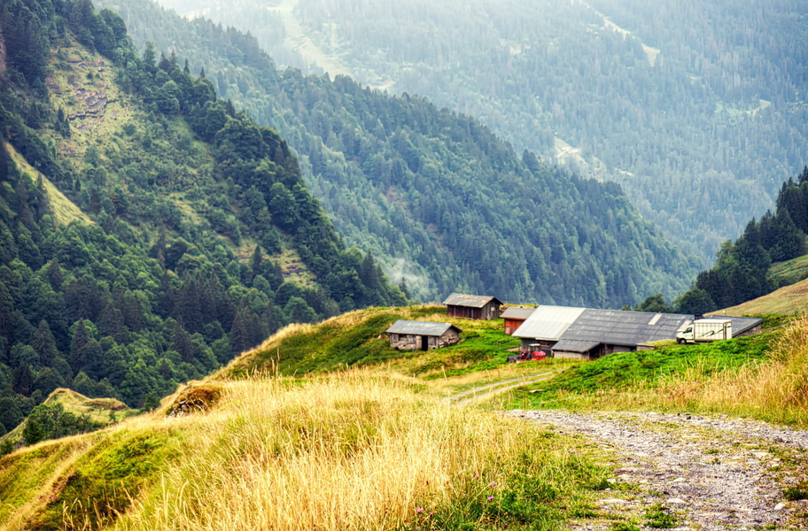 A serene mountain village in France
