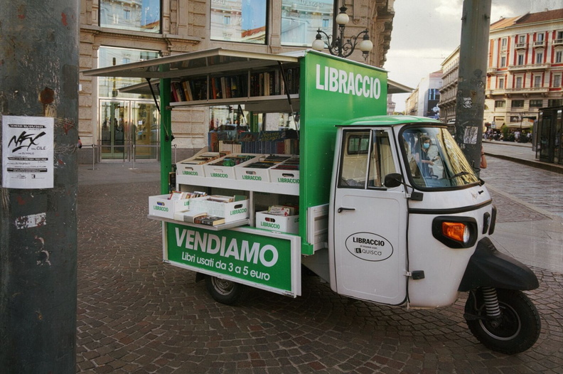 Mobile Library Cart on European Street