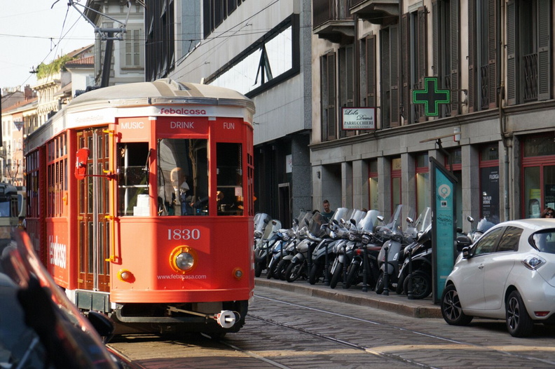 Vintage Tram on European City Street