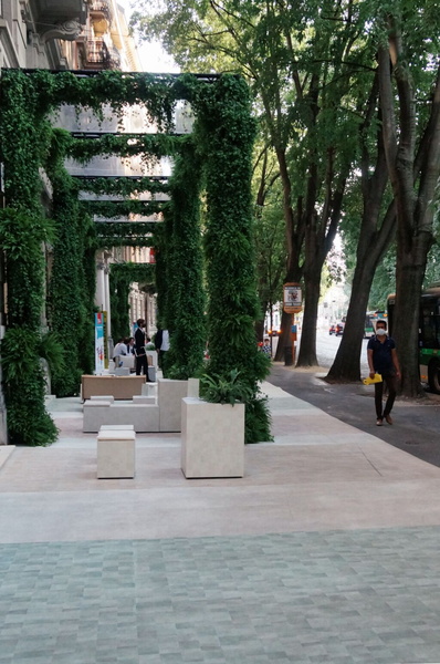 Vibrant City Square with Vertical Gardens