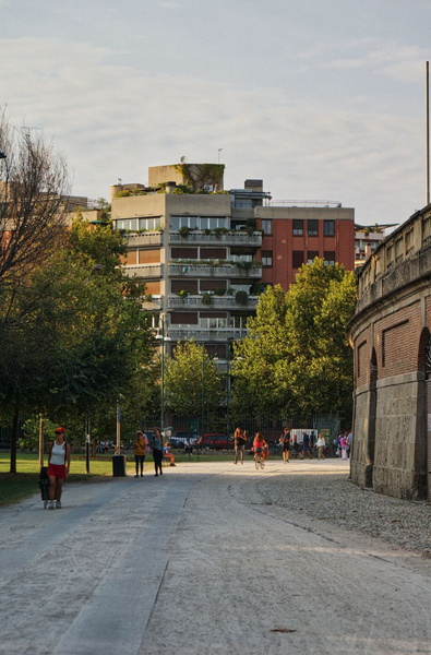 City Street in Milan on a Sunny Day