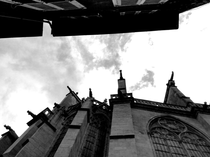 Elevated Perspective of a Church Tower