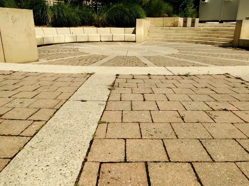 Urban Courtyard: A Brick Pathway in France