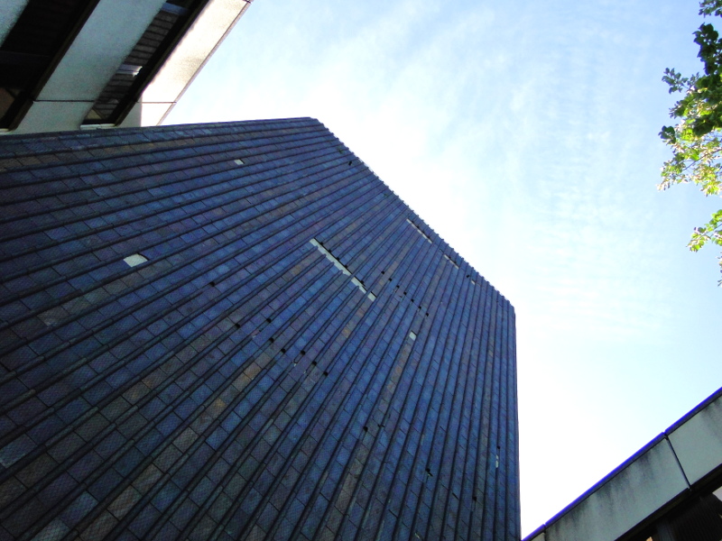 Modern Architecture: A Close-up View of a Brick Tower