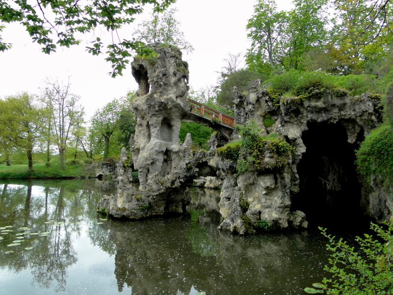 Serene Forest Scene with a Stone Bridge