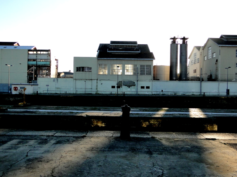 Industrial Scene with Empty Warehouse at Sunrise