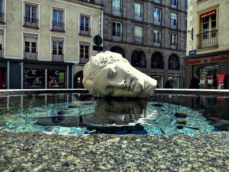 The Whimsical Canine Head Fountain in Rennes, France